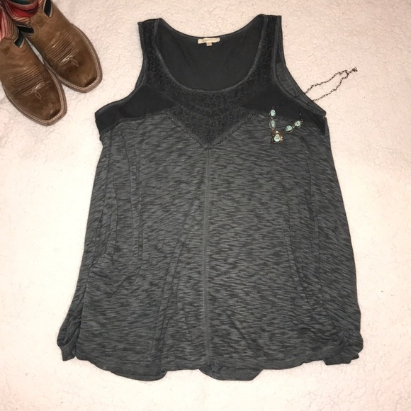 Mystree Acid Grey Knit Flowy Tank Small - Picture 1 of 4